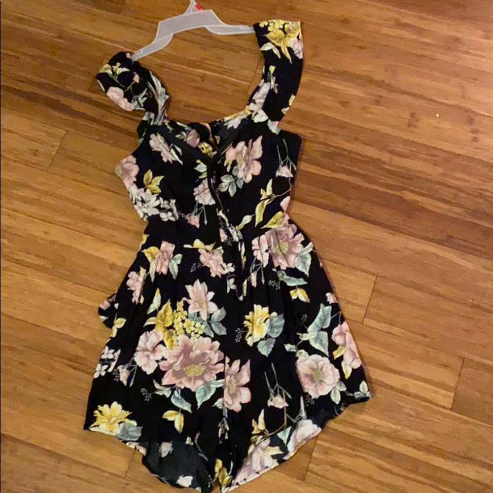 Black floral Romper